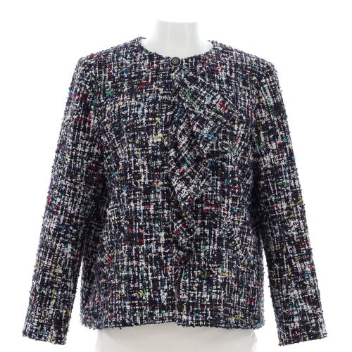 Women's Ruffled Collarless Jacket Tweed
