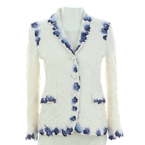 Women's Pearl Button Up Blazer Painted Lace