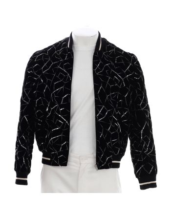Men's Teddy Varsity Jacket Embellished Velvet